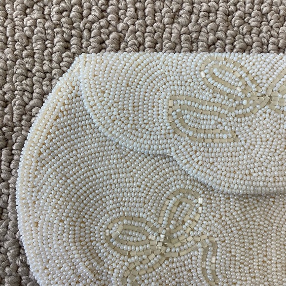 Vintage White Beaded Evening Bag Clutch - Picture 3 of 5